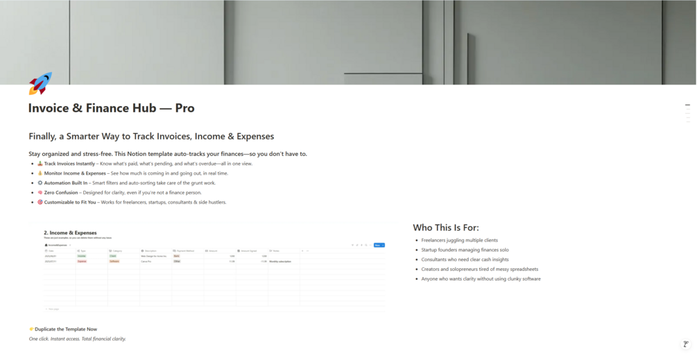 Invoice & Finance Hub – Pro