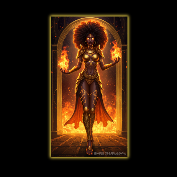 Fire Avatar | Phone Wallpaper No Mantra & Gold Glow by Temple Of Minalowa