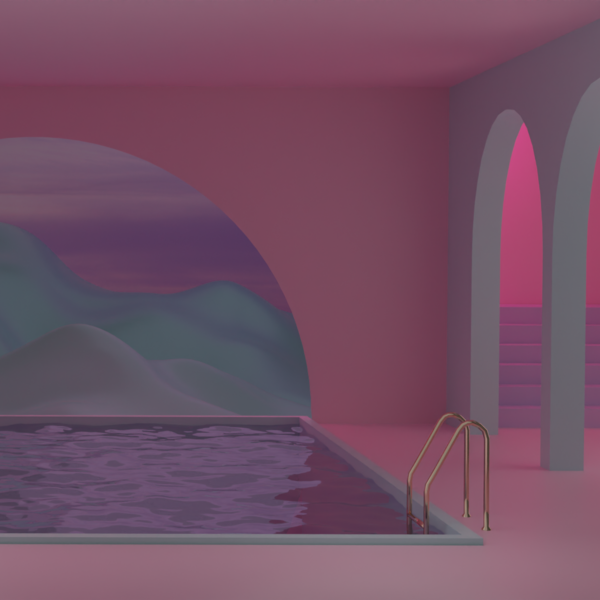 showcase scene - pool at sunset