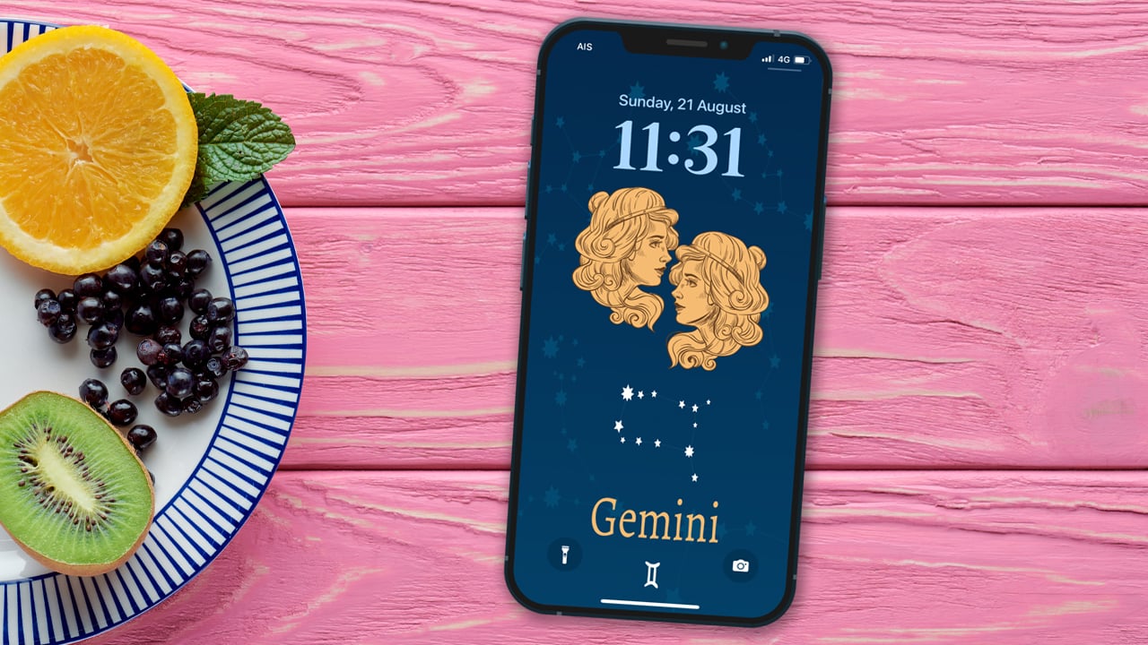 Blue/Gold Astrology iPhone Wallpapers, Pack of 12 Zodiac Signs
