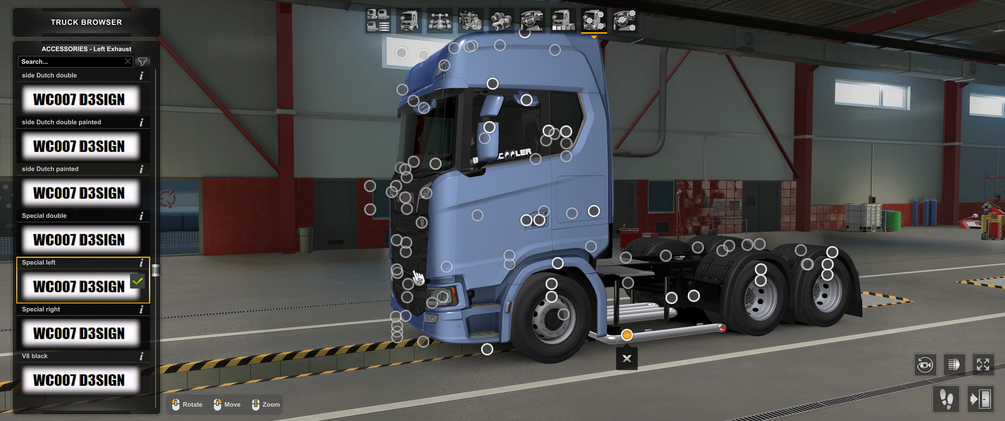 [left exhaust tuning part] Scania NG side pipes for tanks and base ...