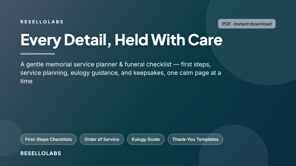 Look inside Memorial Service Planner & Funeral Planning Checklist (PDF) — real pages