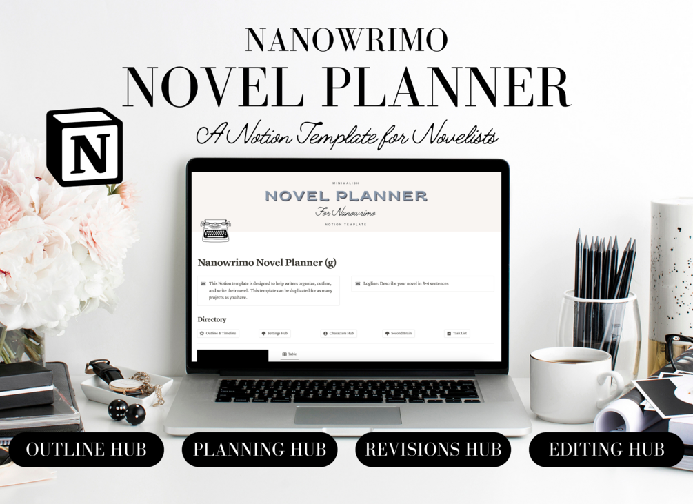 Nanowrimo Novel Planner Notion Template for Writers Novel Planner