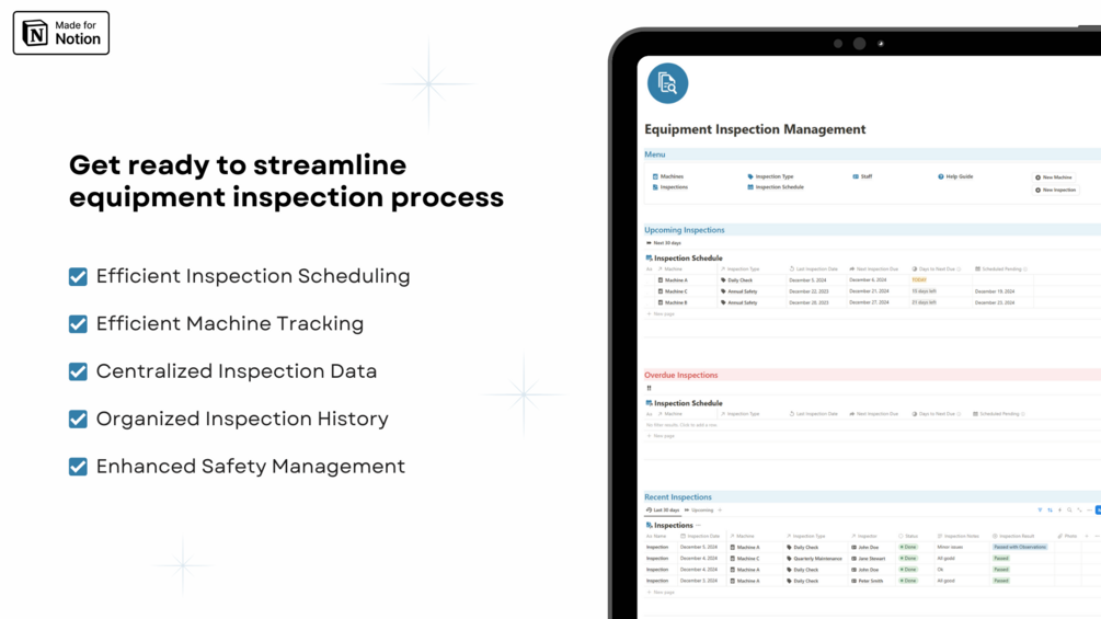 Equipment Inspection Management [Notion Template]