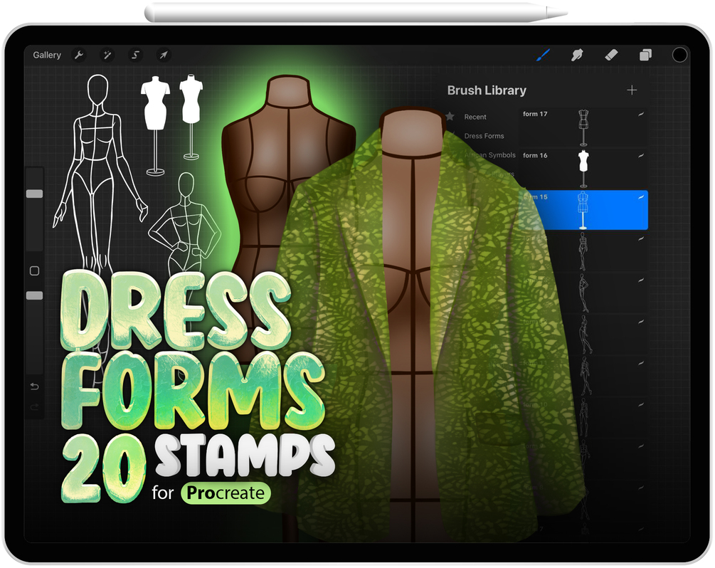20 Procreate Dress Form Stamp Brushes Collection by ProCreativeBreeze