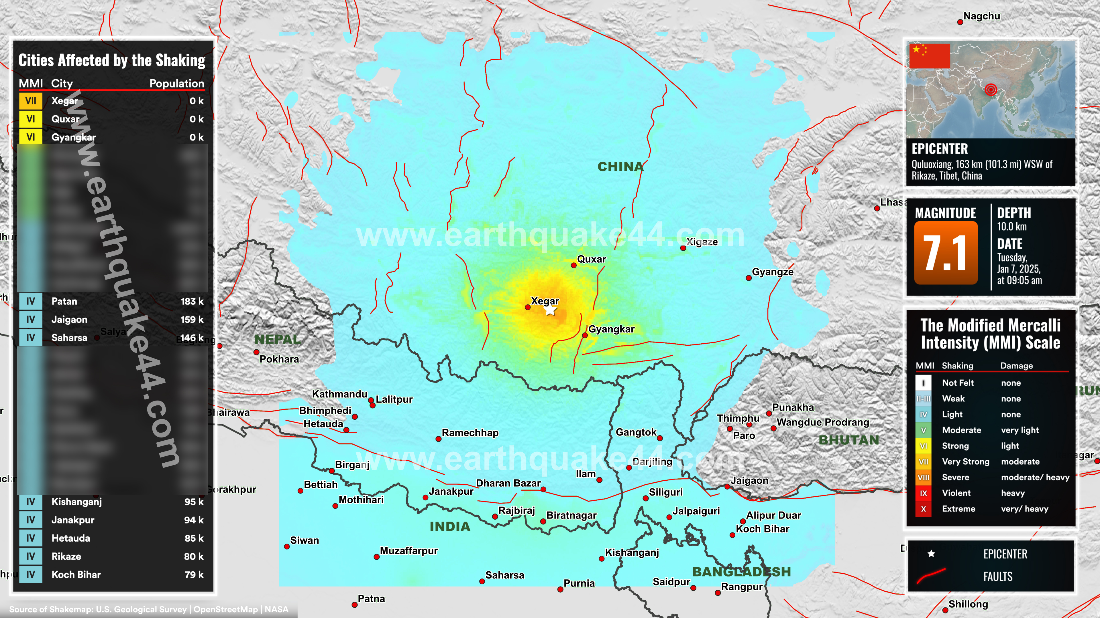 China Earthquake Shakemap