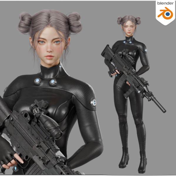 The Huntress modeling | Blender videos & Project files by Flycat