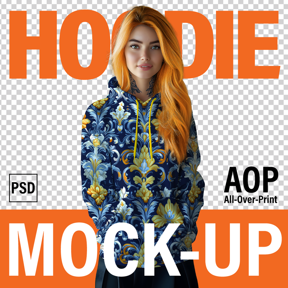 All-Over Print Women's Fake Two-piece Mesh Sleeve Cropped Hoodie
