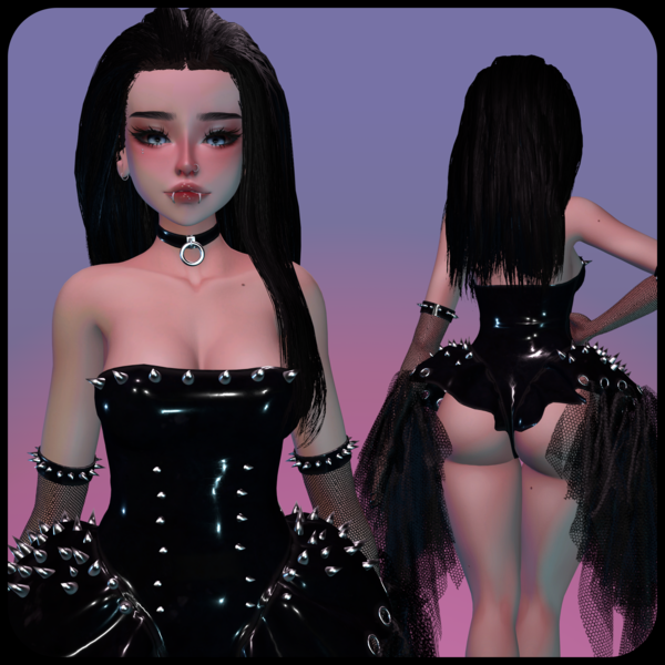 [ZinPia eGirl] Cyber Goth Latex Corset & Tulle Skirt Outfit