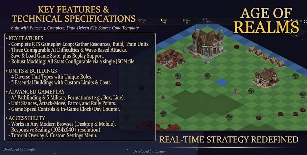 Age of Realms -  RTS HTML5 Game (Complete SourceCode)