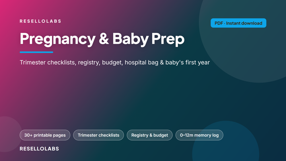 Look inside Pregnancy Planner & Baby Prep Checklists (Printable PDF) — real pages