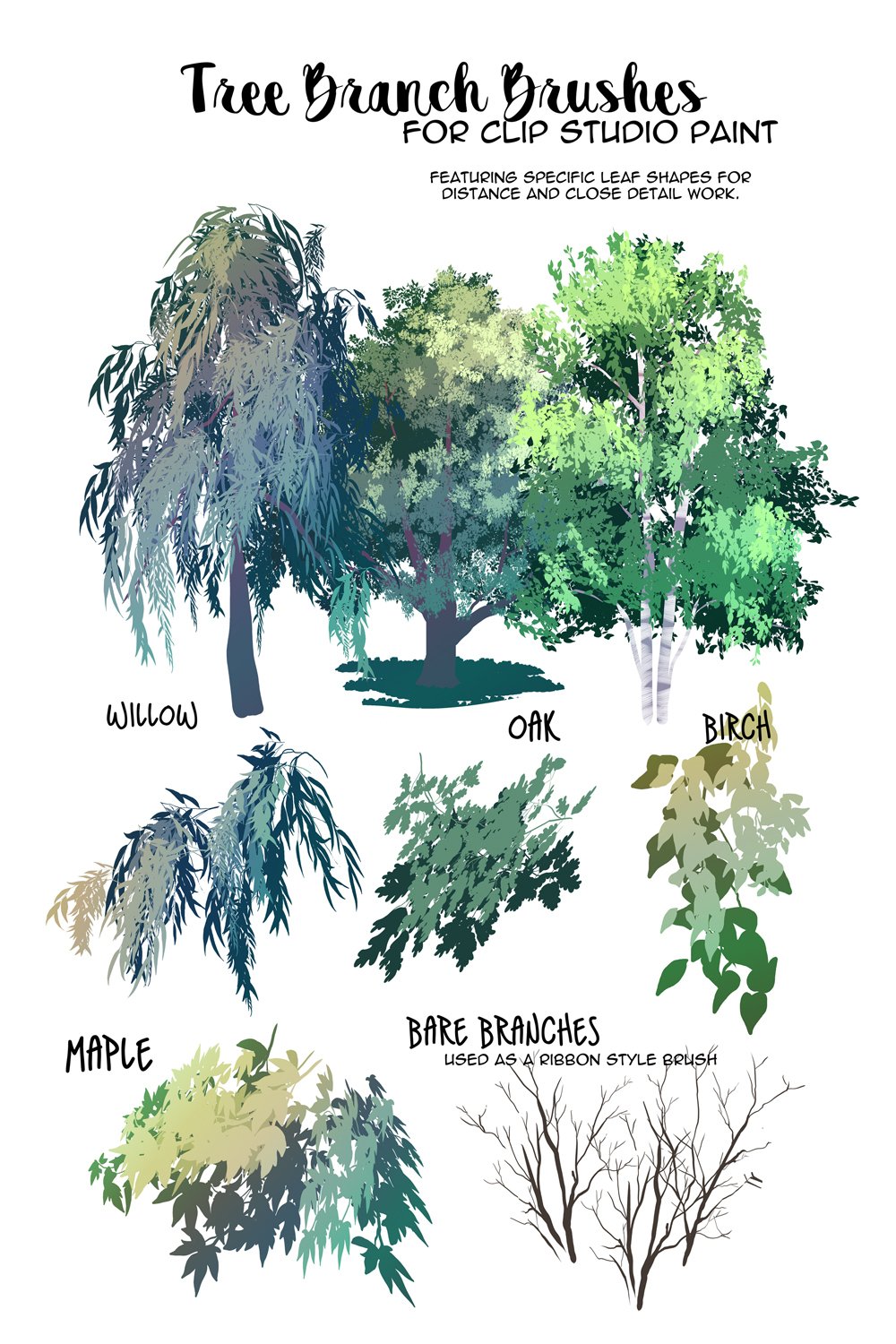 Tree Branch Brushes for Clip Studio Paint (CSP)