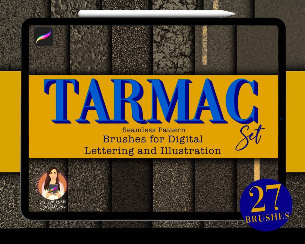 Tarmac Procreate Set 27 Seamless Brushes Road Pavement Concrete