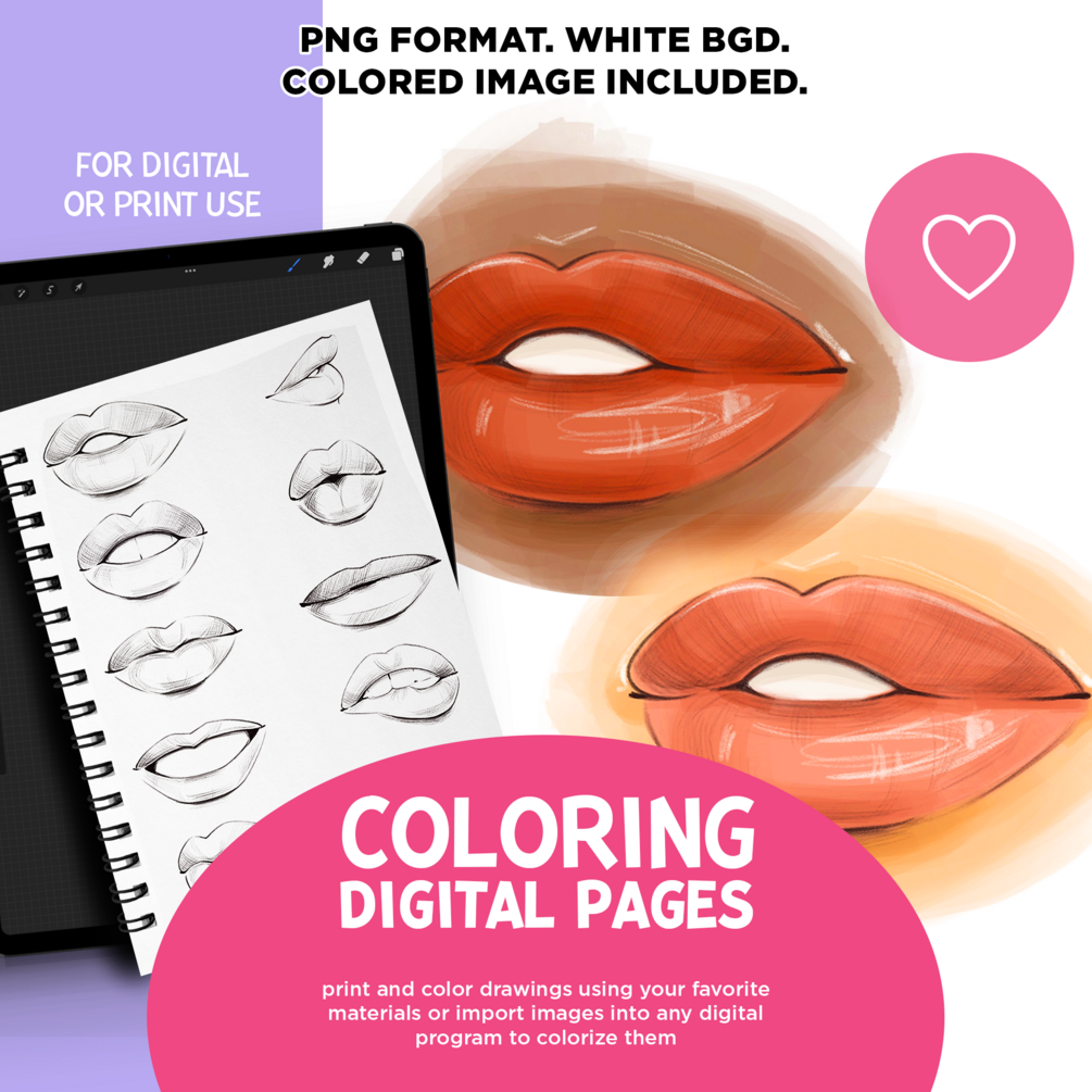Lips Coloring Book, Coloring Pages, Fashion Illustration, Adult ...