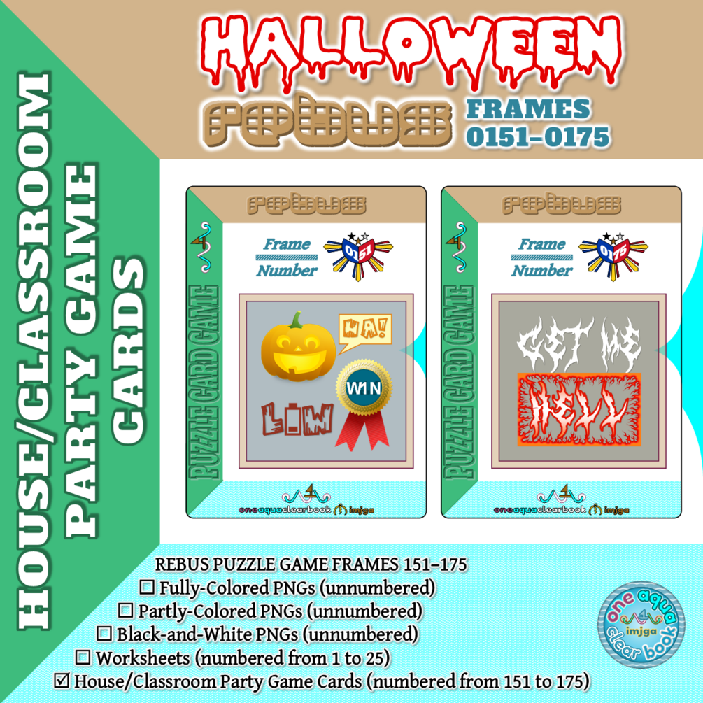HALLOWEEN Rebus Puzzle Game Card Frames 151–175