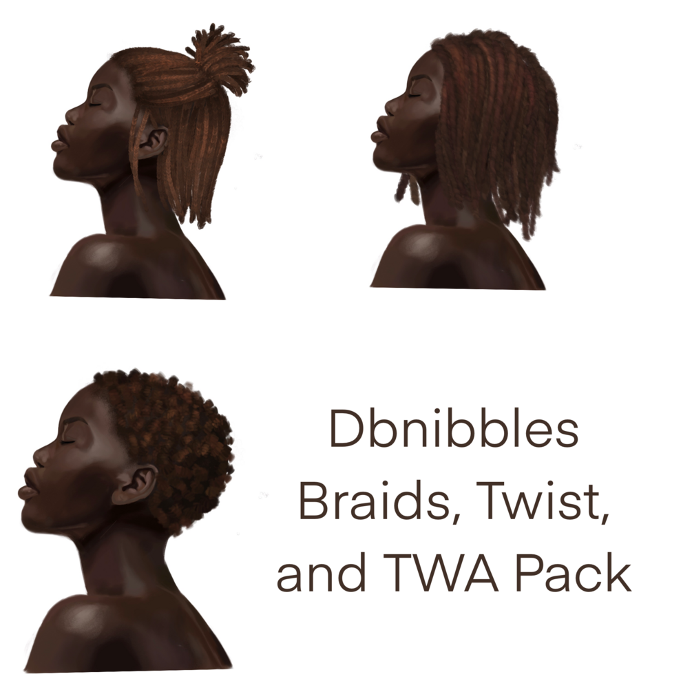 Dbnibbles’ Braids, Twists, and TWA Brush Pack (Procreate) by Dbnibbles Art