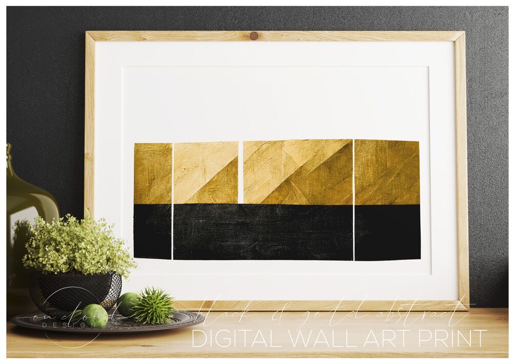 Black & Gold Wall Art / Abstract Modern Decor Wall Art Printable Poster