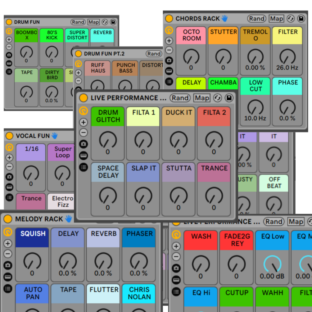 ALL THE ABLETON LIVE STANDARD & SUITE AUDIO EFFECTS RACKS