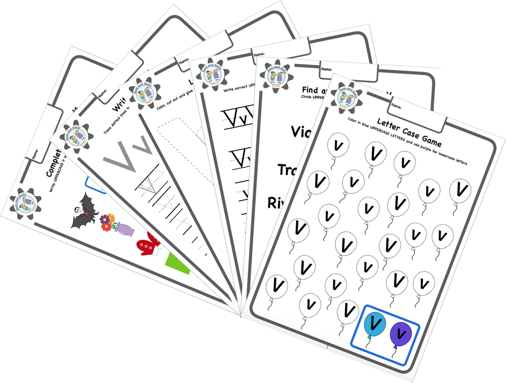 worksheets-letter-v-6-pages