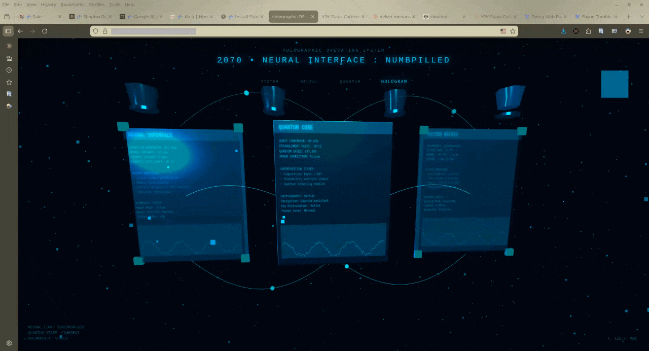 neural interface- threejs interactive animated HTML website template