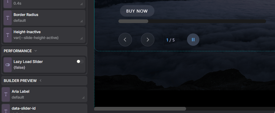 Performance settings — sliders below the fold lazy-load automatically