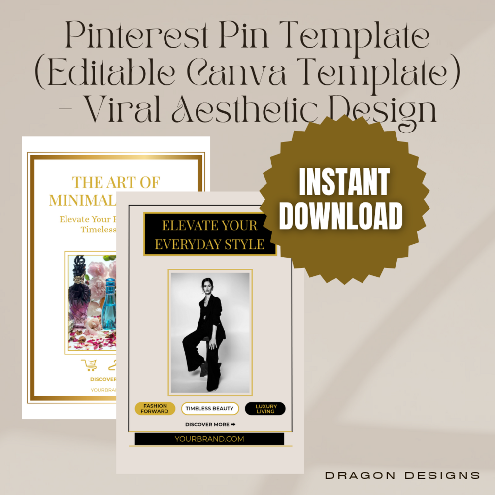 Viral Pinterest Pin Template — Black-Beige & White-Gold (Editable in Canva)