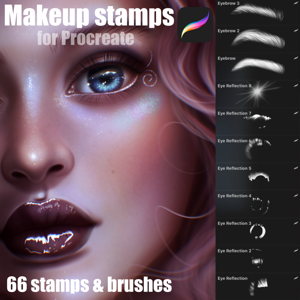 Makeup and Facial Stamps for Procreate by Sandra Winther Art