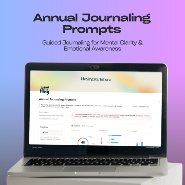 [Notion Template 2026] Annual Journaling Prompts: The Complete Self-Reflection System for Personal Growth, Goal Setting