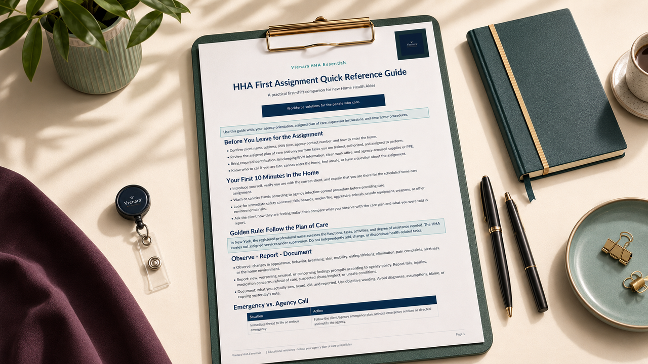 Vrenara HHA First Assignment Guide product preview