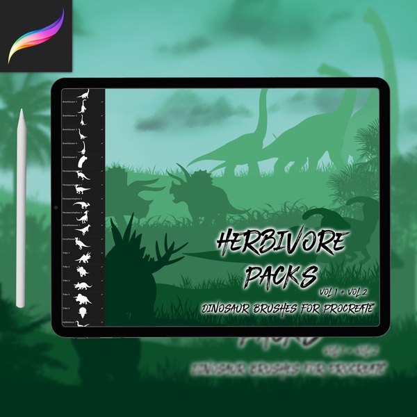 Herbivore Pack | Dinosaur Brushes for Procreate by Skii