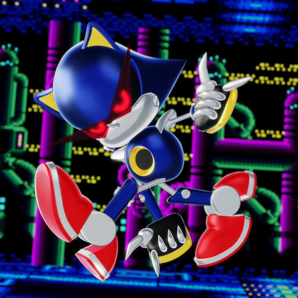 Blender 2.9 Rig: Metal Sonic with Custom Anime Metal Shader