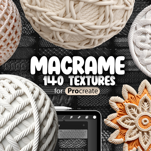 140 Procreate Macrame Textures Collection by ProCreativeBreeze