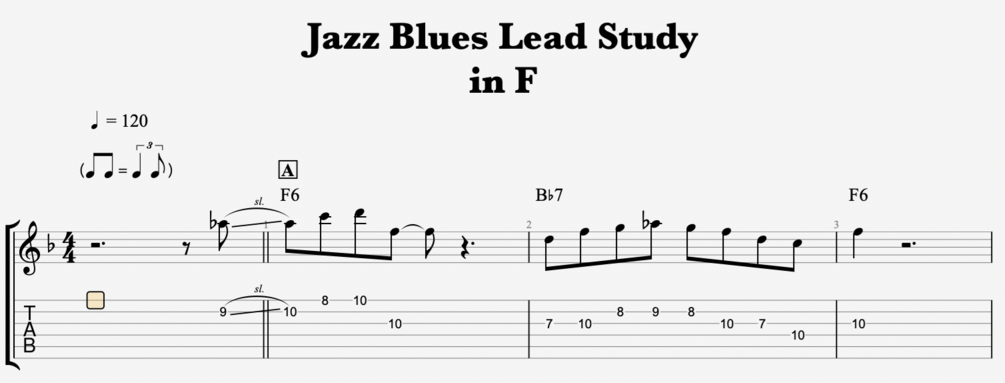 Jazz Blues in F - lead study (YouTube lesson)