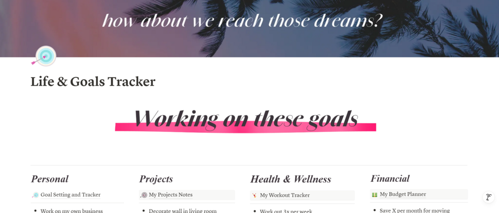 Life And Goal Tracker Ultimate Notion Template Daily Progress