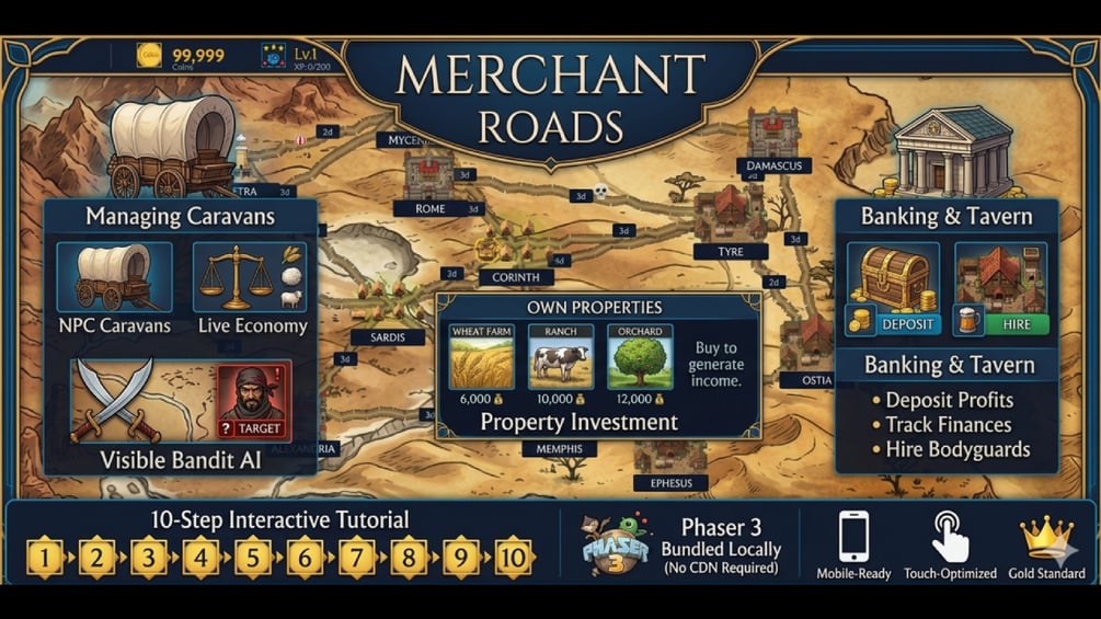 Merchant Roads | Caravan Trading & Management Html5 Game