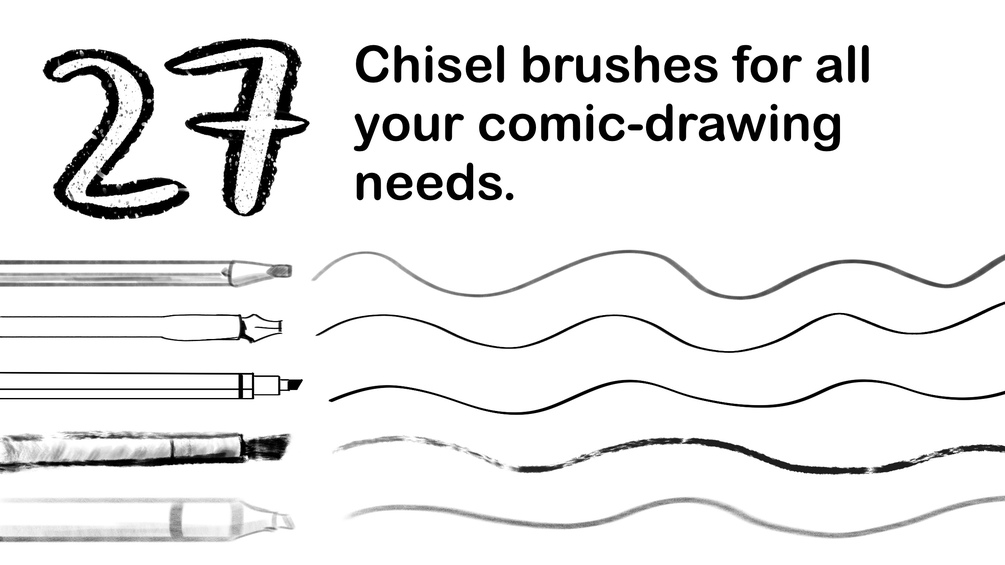 Comic Chisel Brushes for Procreate
