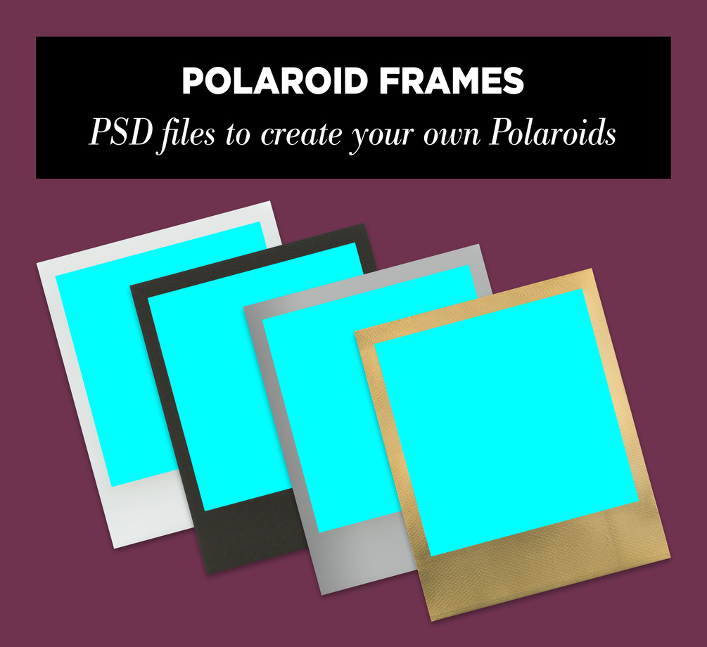 Polaroid Frame PSD Pack (white, black, silver, and gold)