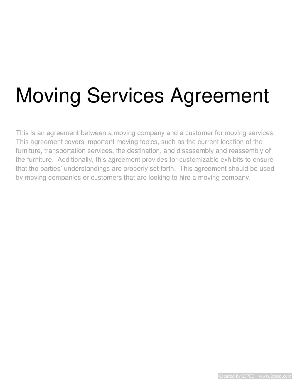 Moving Services Agreement