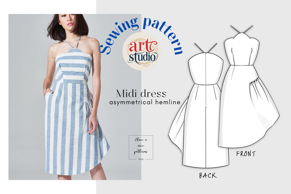 Asymmetrical Hemline Midi Dress