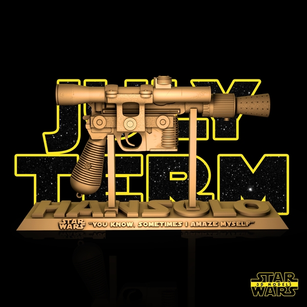 Han Solo Blastech DL-44 Sculpture - Star Wars 3D Models - Tested and Ready for 3D printing