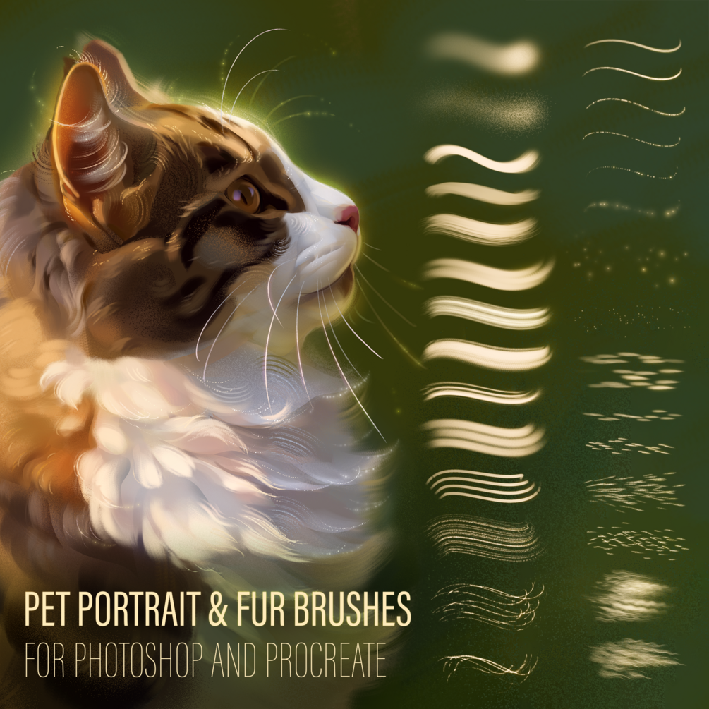 Animal Portrait & Fur Brushes for Photoshop and Procreate by Mari-Liis Kirsimägi