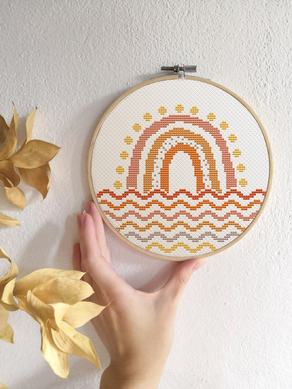 Boho Cross Stitch Pattern Modern Cross Stitch Pdf Rainbow Cross Stitch 