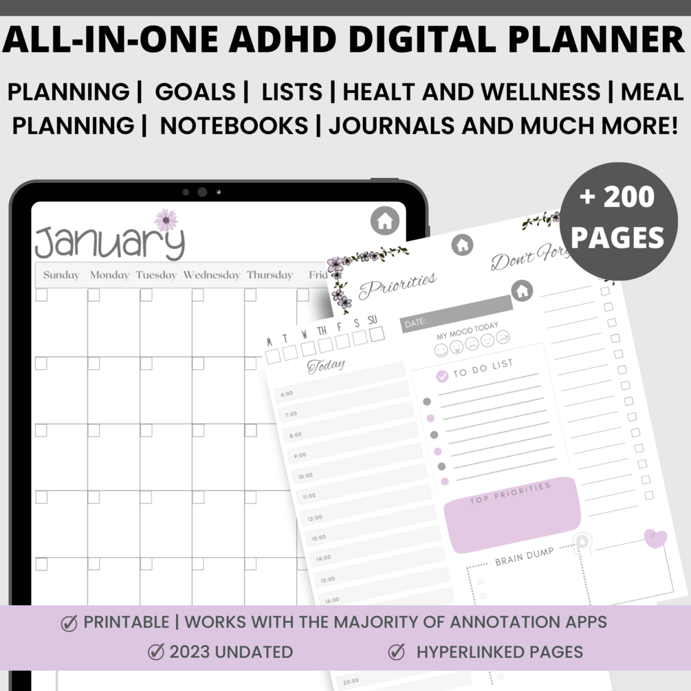 Yearly ADHD Digital Planner Your Secret Weapon for Staying Organized