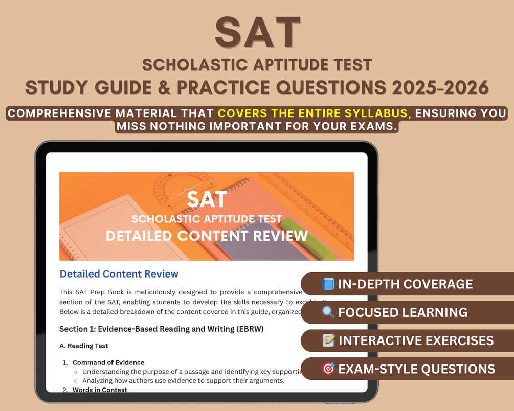 SAT Exam Prep 2025-2026: Comprehensive Study Guide with In-Depth ...