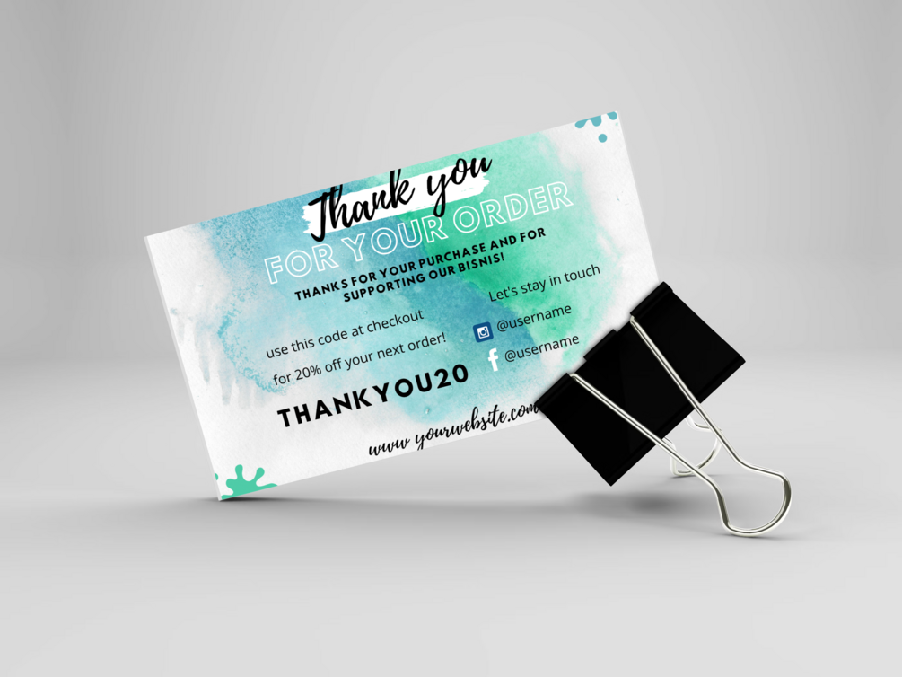 Editable Business Thank You Card, Small Business Package Insert Card ...