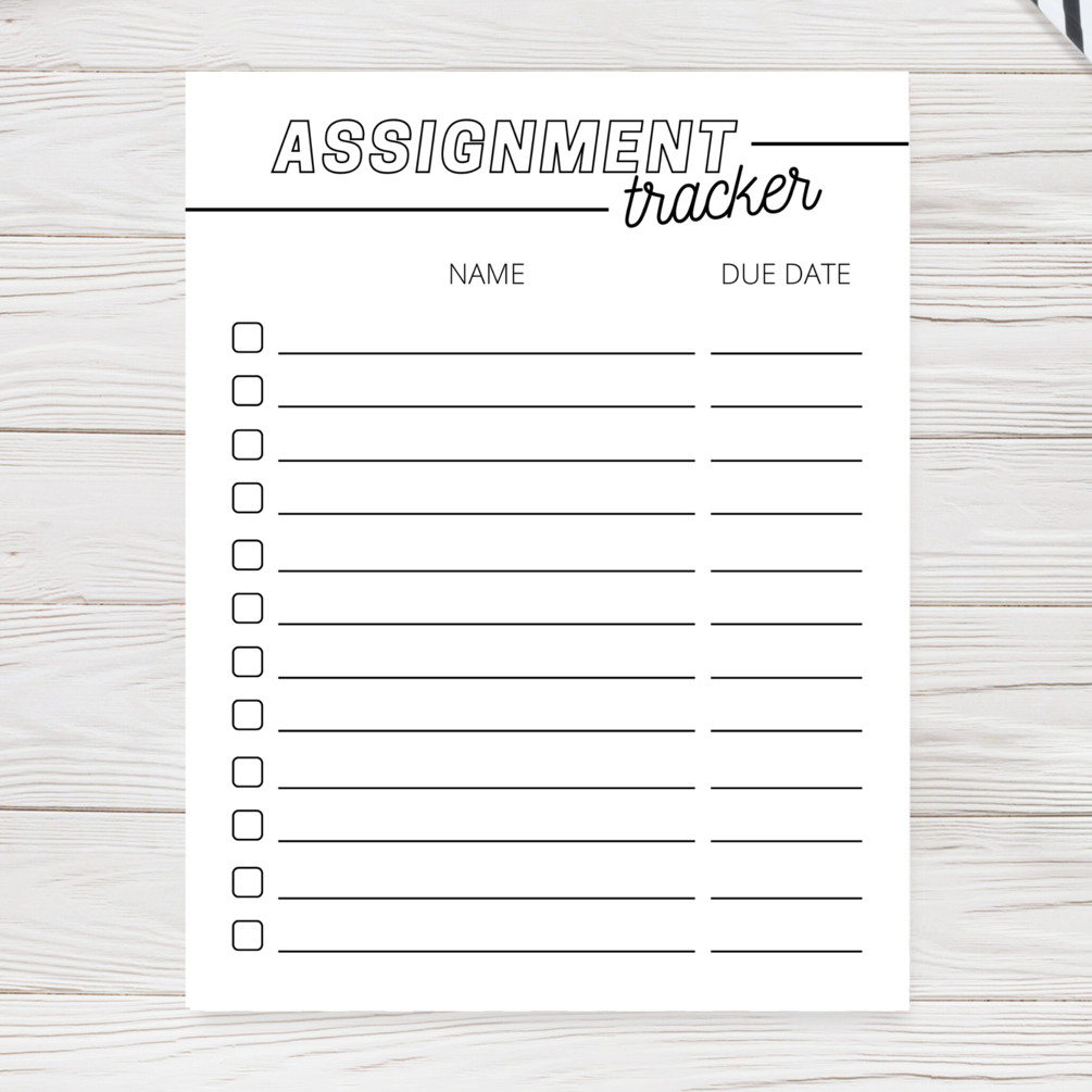 Printable Assignment Tracker