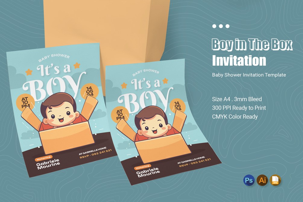 Boy in The Box Baby Shower Invitation