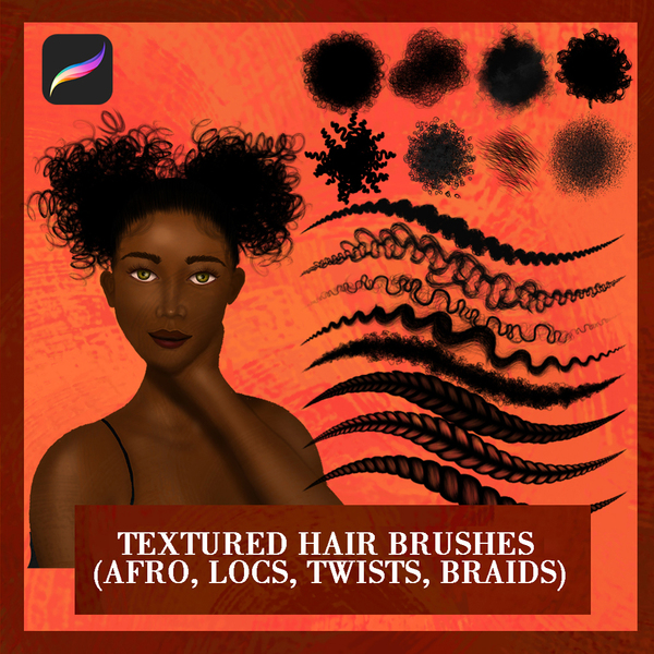 Basic Procreate textured hair complete brush pack by Seyi Deola by Denola's Digital Art Resources