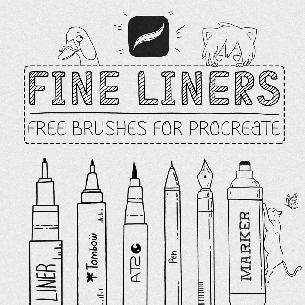 70 Fine Liner Brush Set for Procreate Micron, Fineliners, Stipple