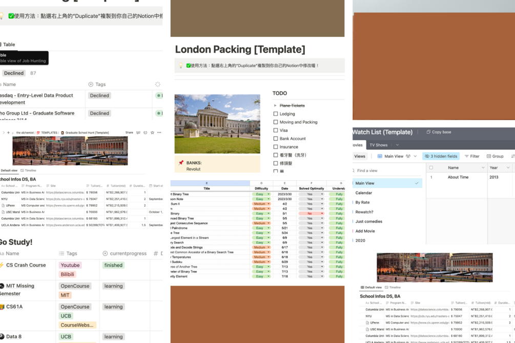 A Bundle of Templates For A Software Dev Wannabe (school, job, leetcode)